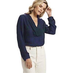 Marie Oliver Martha Silk Shirt in Navy – Size Small